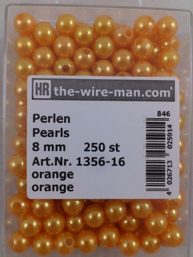 Parels oranje 8 mm. 250 st